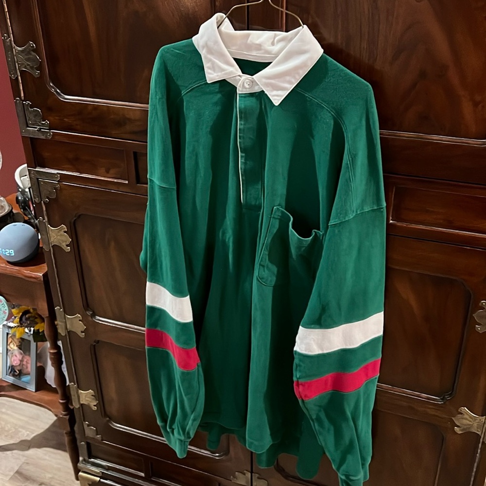 Men’s large rugby style long sleeve polo shirt